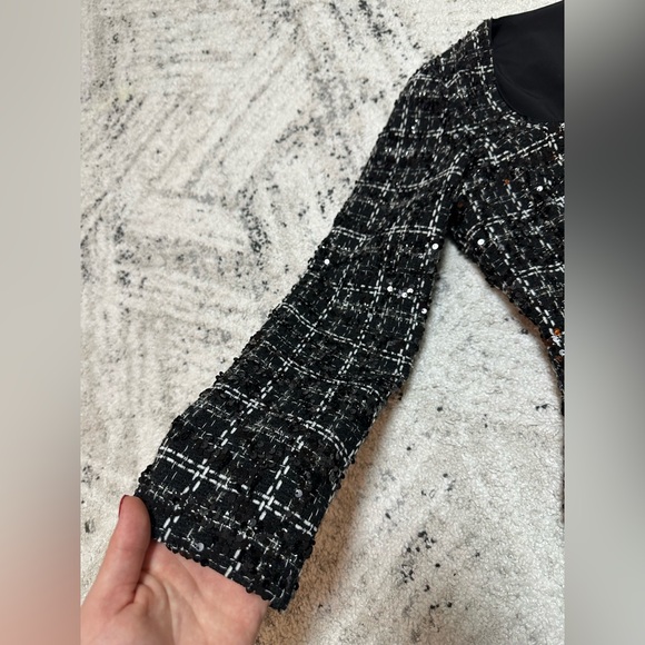 Gianni Bini Black Tweed Sequin Long Sleeve Dress New With Tags Size 8 - Picture 12 of 15